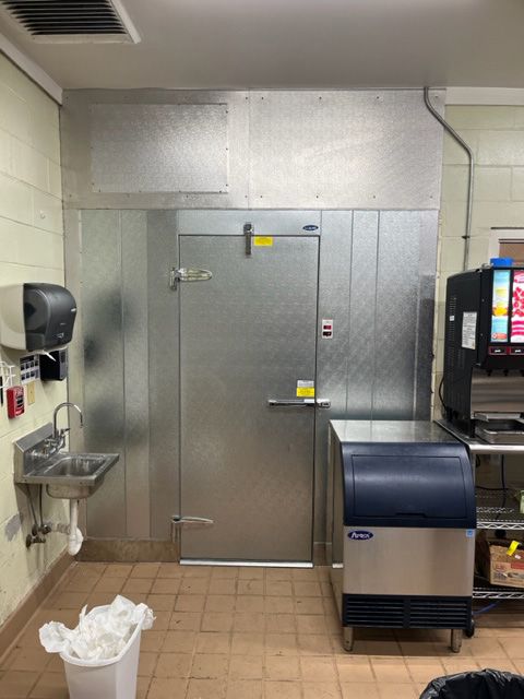 room with table and door
